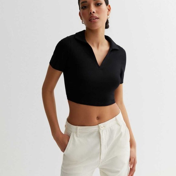 Free People Top Black Cropped Knit Style#OB924636 Size XS - Picture 1 of 8